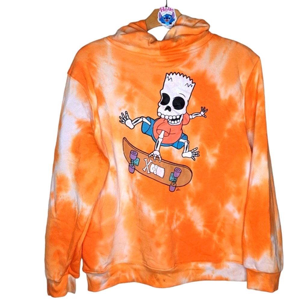 Women's tye dye skeleton skateboarding Bart Simpsons hoodie